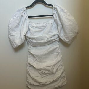 DO+BE White Puff-Sleeve Ruched Mini Dress